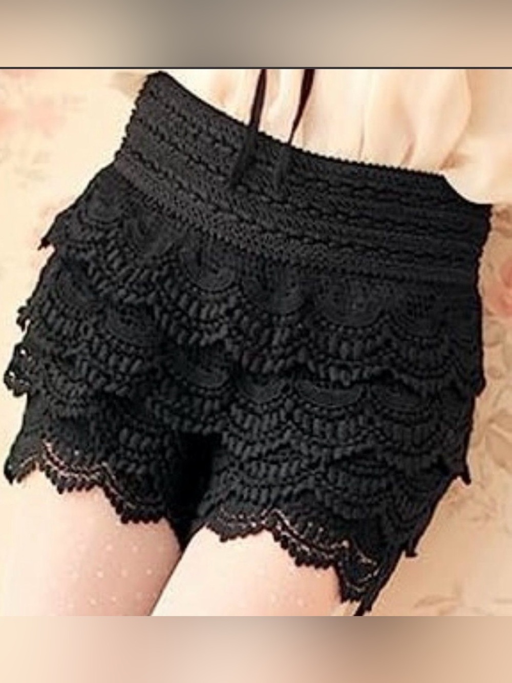 Jolt Black Lace Crochet Shorts